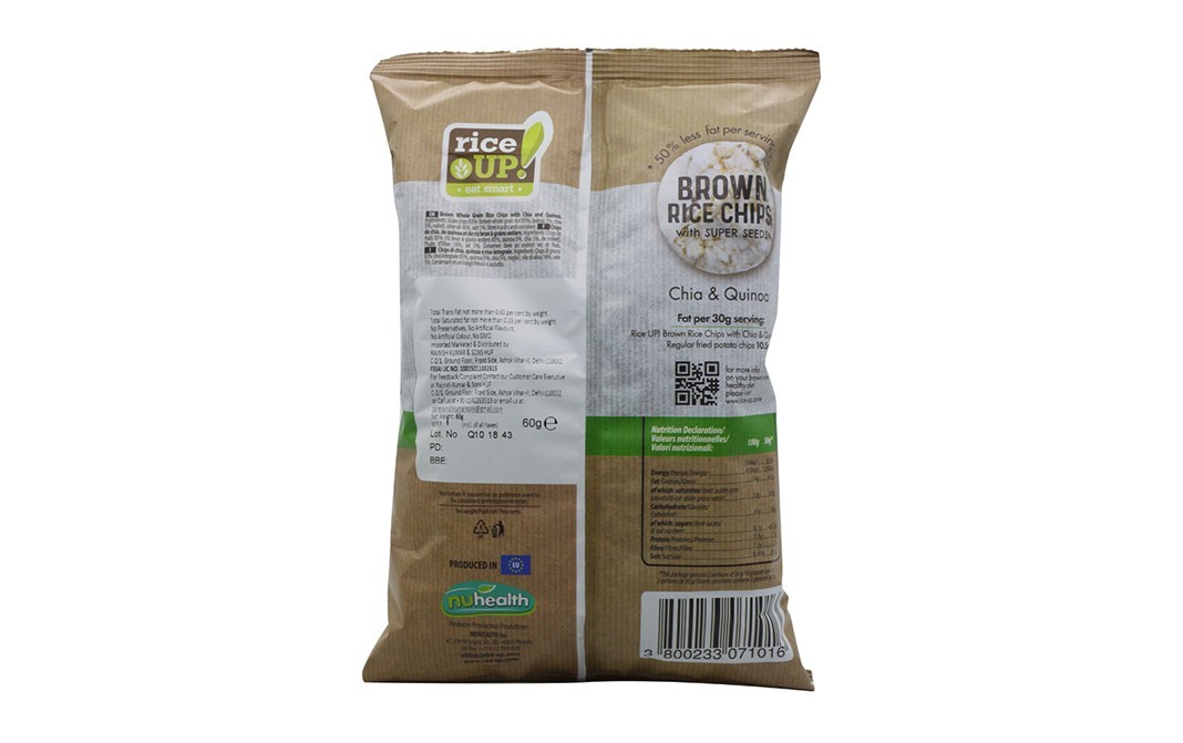 RiceUp Brown Rice Chips with Super Seeds Chia & Quinoa   Pack  60 grams